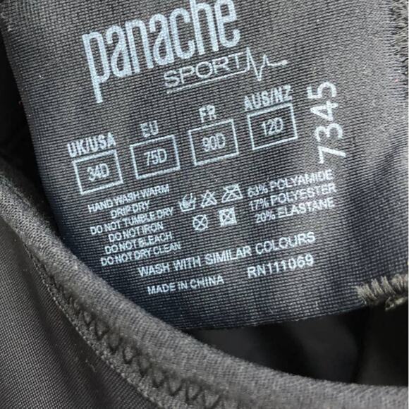 Panache Full Figure Built in Bra Black 34D Wire Activewear Sports Bra Tank Top - Picture 3 of 6